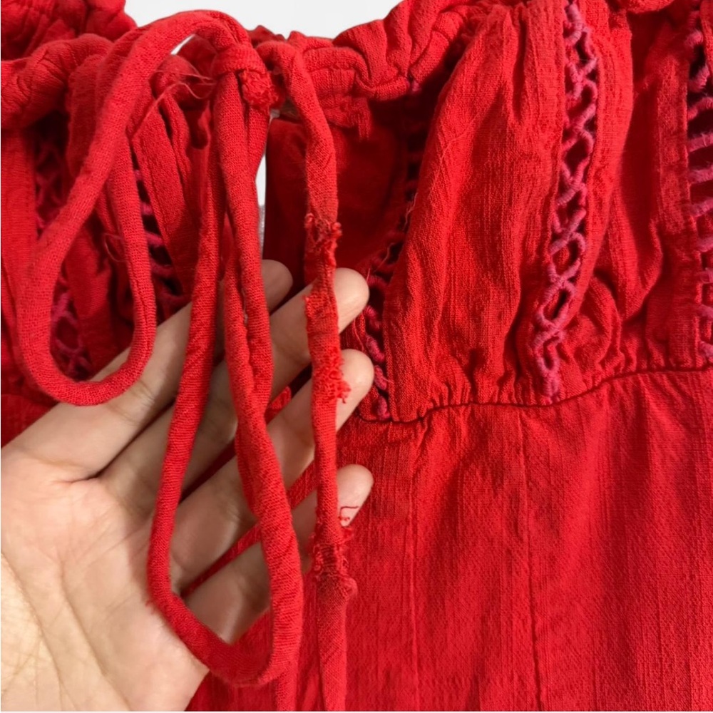 Red Ruffle Short Sleeved Mini Dress - Picture 3 of 5